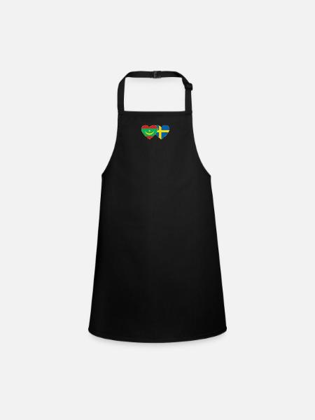 Mauritanie Suède Drapeau Coeur - Tablier Enfant - noir - Devant