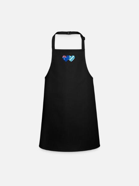 Australie Bavière Drapeau Coeur - Tablier Enfant - noir - Devant