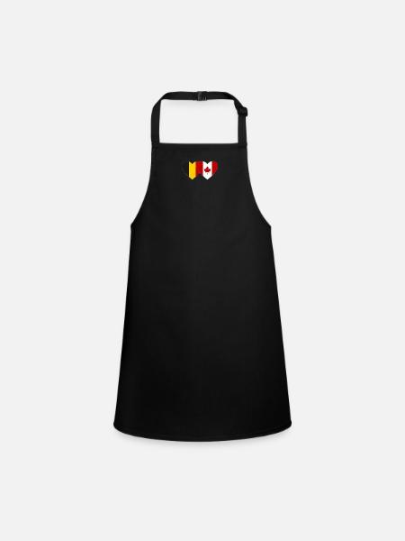 Belgien Kanada Flagge Herz - Schürze für Kinder - Schwarz - Vorne