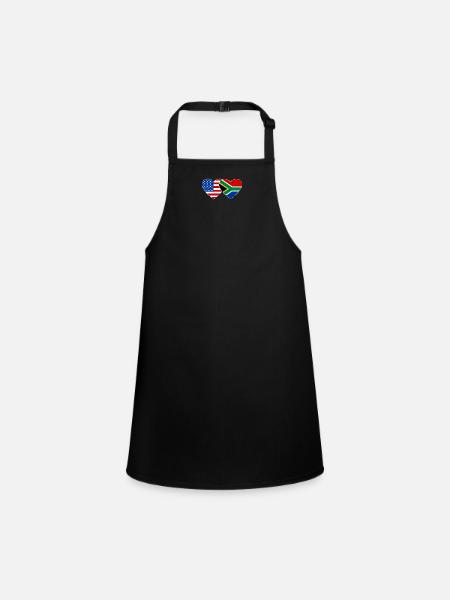 États-Unis, Afrique du Sud, drapeau, forme de coeur - Tablier Enfant - noir - Devant
