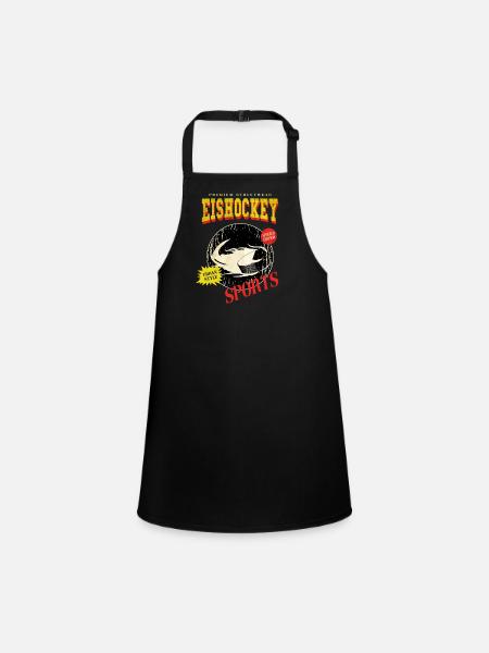 Ice Hockey Puck Ice Hockey Puck Vintage Retro - Children's Apron - black - Front