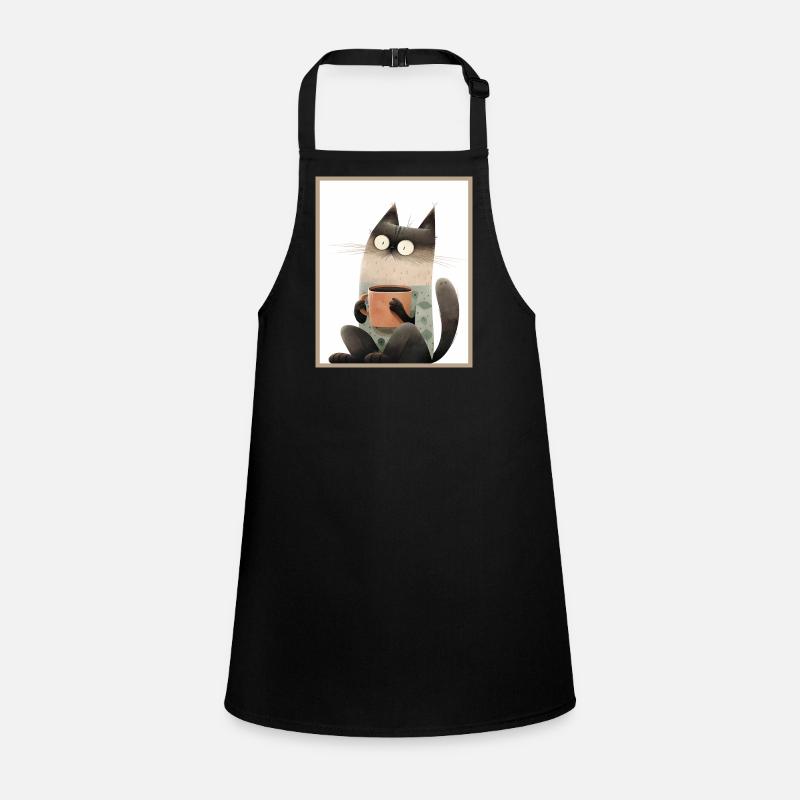 Chat avec tasse à café Tablier Enfant