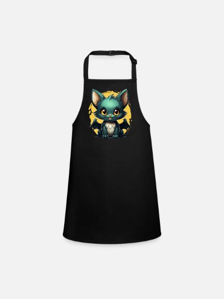 Chauve-souris Halloween I Cartoon Mignonne chauve-souris - Tablier Enfant - noir - Devant
