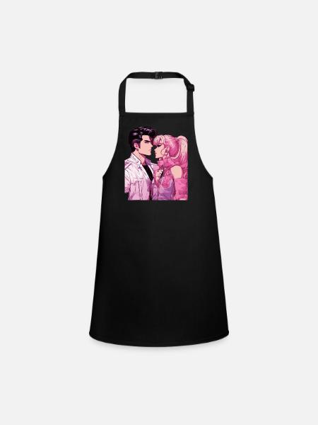 Anime Sweetheart for Life - Children's Apron - black - Front