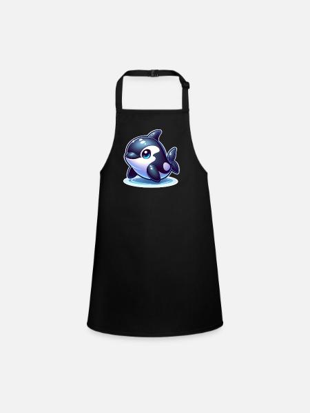 Orca Killer Whale - Children's Apron - black - Front