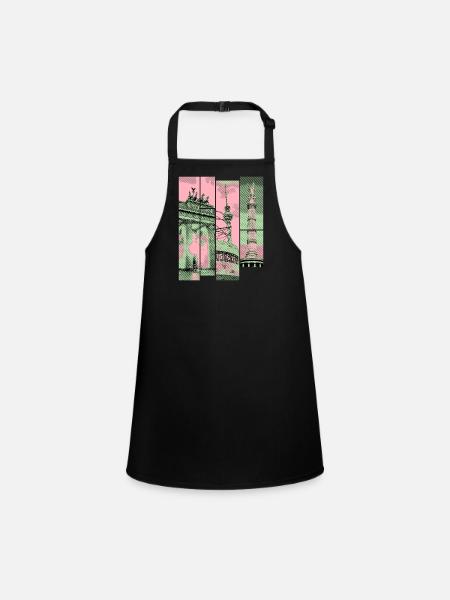 Berlin Skyline City Germany Collage Vintage - Children's Apron - black - Front