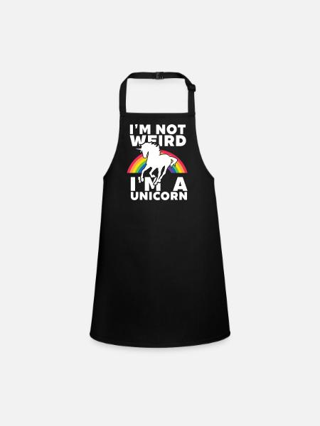I am Not Weird I am A Unicorn - Children's Apron - black - Front