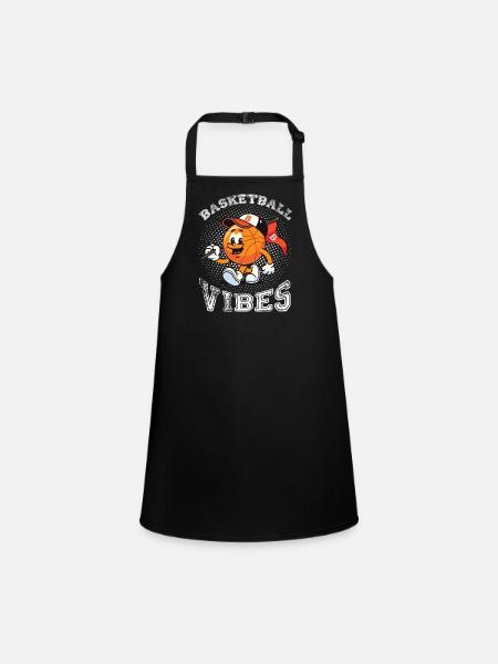 Basketball-Vibes - Schürze für Kinder - Schwarz - Vorne