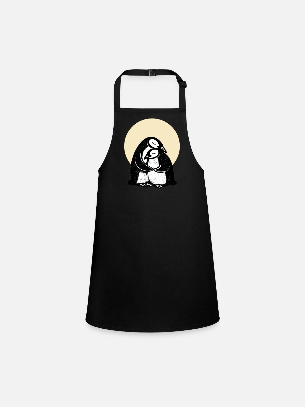 Hugging Penguins Duo - Children's Apron - black - Front