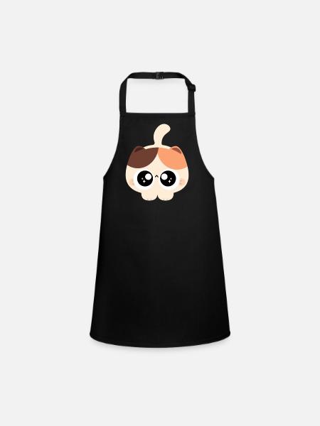 Kawaii Katzenbaby-Quetsch - Schürze für Kinder - Schwarz - Vorne