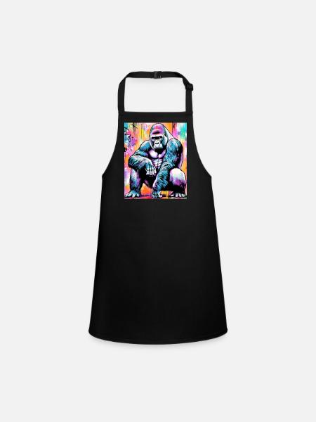 gorilla - Children's Apron - black - Front