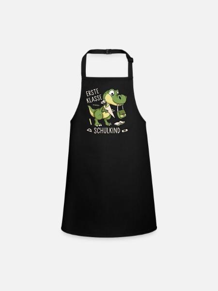 Schule Einschulung Dinosaurier Dino Schulkind - Schürze für Kinder - Schwarz - Vorne