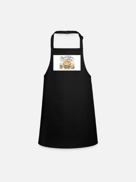 Bread mainly cuddly rolls - Children's Apron - black - Front