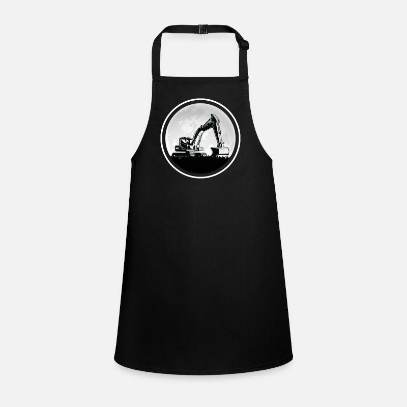 Excavators "digging in the moonlight" Construction site romance Children's Apron