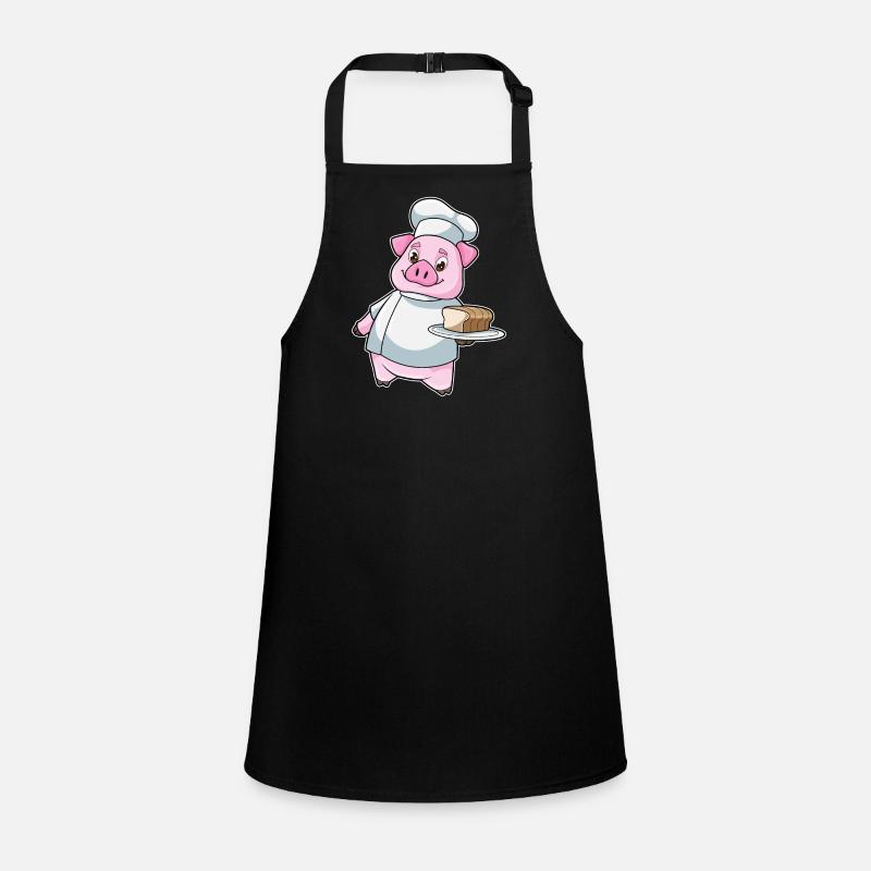 Pig as a cook with a platter and cake Children's Apron