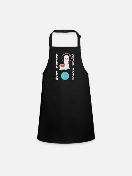 Alpaca From Outer Space Llama Vicuna Guanaco - Children's Apron - black - Front