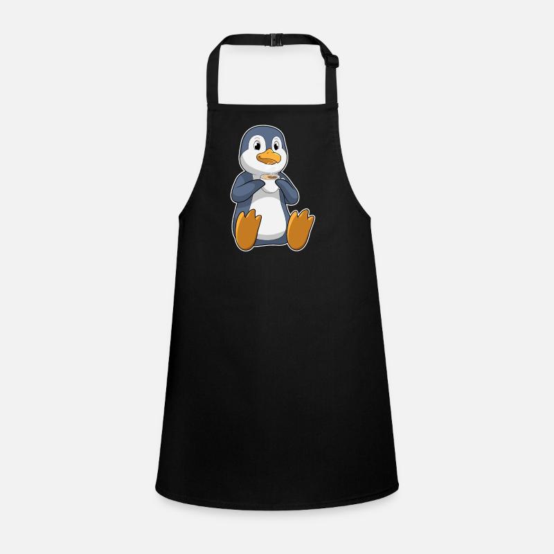 Pinguin mit Tasse Kaffee Schürze für Kinder