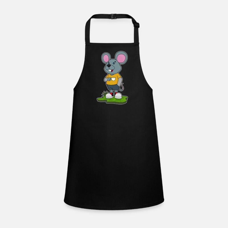 Maus mit Kaffeetasse Schürze für Kinder