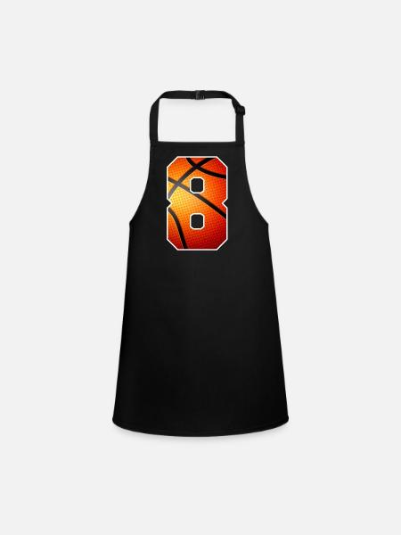 Enfants 8e anniversaire Joueur de basket-ball 8 ans - Tablier Enfant - noir - Devant