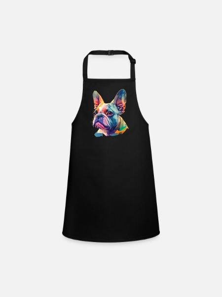 Französische Bulldogge Hund lustige Hunde Kunst - Schürze für Kinder - Schwarz - Vorne