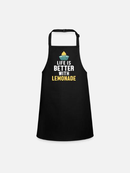 Life is Better with Lemonade Lemonade - Children's Apron - black - Front