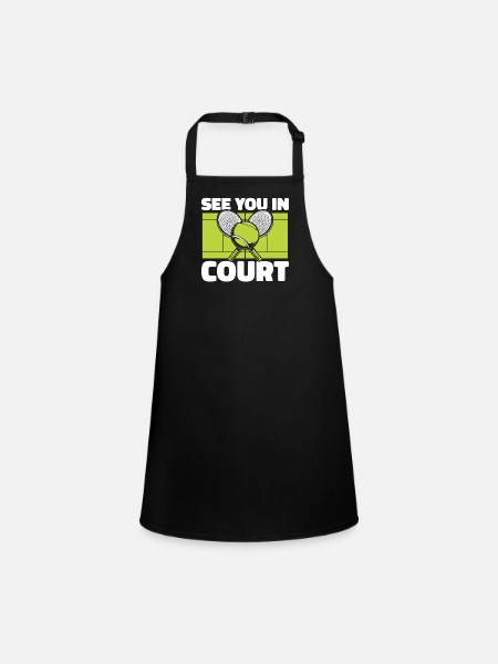 See You In Court Tennis Raquette Entraîneur De Tennis - Tablier Enfant - noir - Devant
