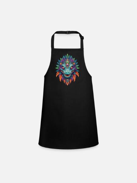Alligator Dream Catcher Mandala Design - Children's Apron - black - Front
