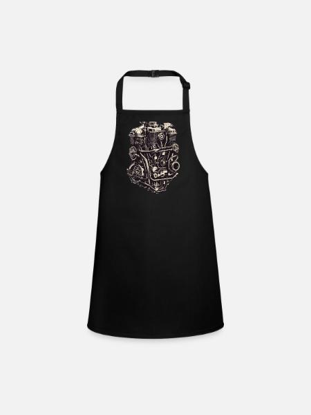 Motor Engineer Motor Vehicle Mechanic Vintage - Children's Apron - black - Front