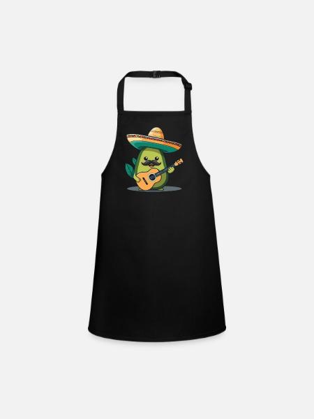 Avocado Mariachi Mexiko Musik Fiesta - Schürze für Kinder - Schwarz - Vorne