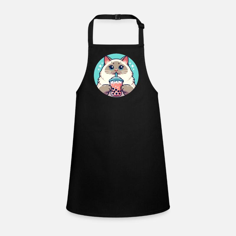 Siamese Cat Having Bubble Tea Children's Apron