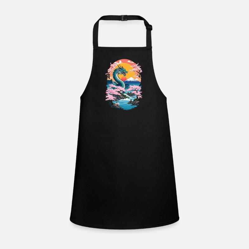 Cherry Blossoms Ukiyo-E Art Dragon Anime Children's Apron