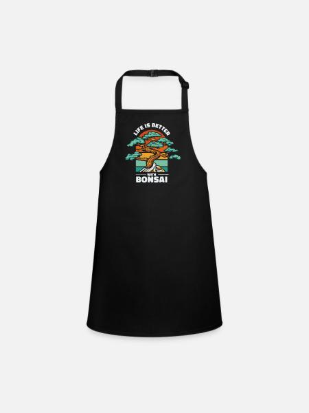 Life Is Better With Bonsai Indoor Bonsai Bonsai - Children's Apron - black - Front