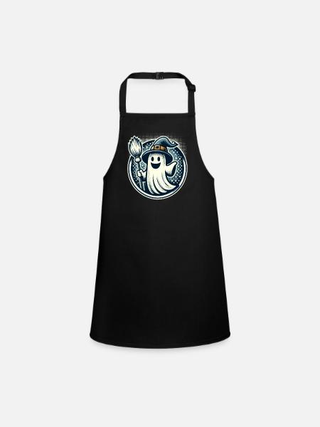 Drôle sorcière sorcière balai Style artistique vintage - Tablier Enfant - noir - Devant