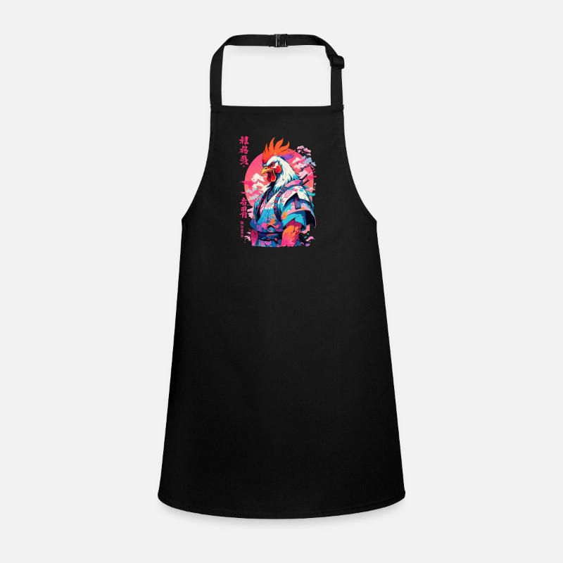 Coq Yokai Vaporwave Esthétique Samouraï Art Tablier Enfant