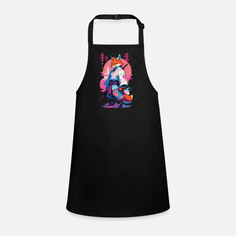 Kitsune Samurai Fox Aesthetic Vaporwave Style Children's Apron