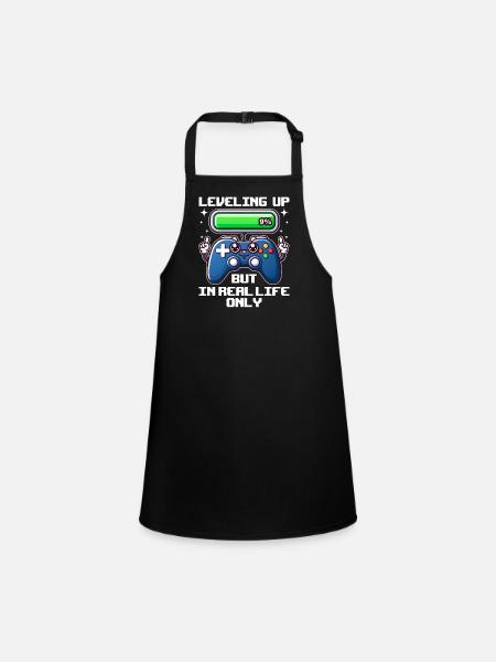 LEVELING UP BUT IN REAL LIFE ONLY - Children's Apron - black - Front