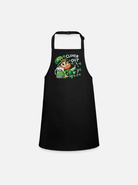 clover and out St. Patrick's Day fun - Children's Apron - black - Front