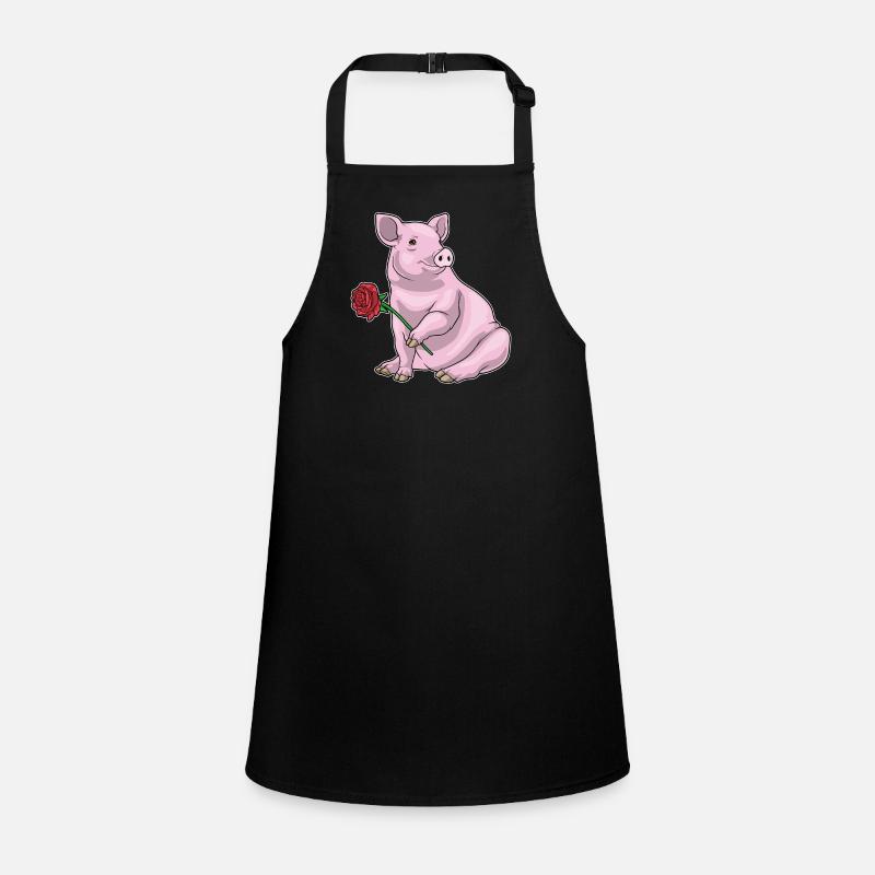 Pig Rose Flowers Children's Apron