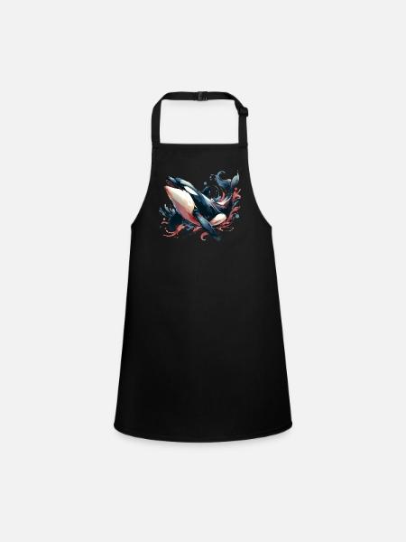 Orca Killer Whale - Children's Apron - black - Front