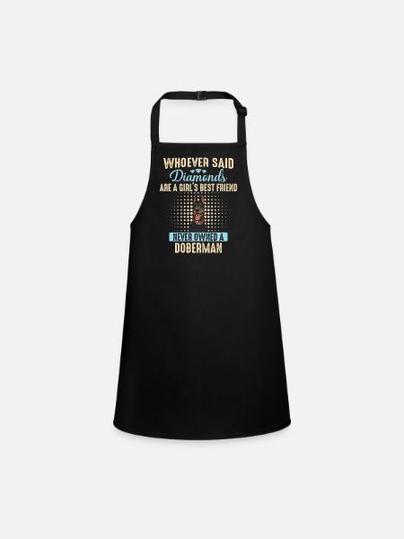 Doberman Pinscher Dog - Children's Apron - black - Front