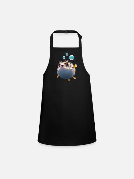 Puffer fish puffer fish Fish Ocean animal - Children's Apron - black - Front