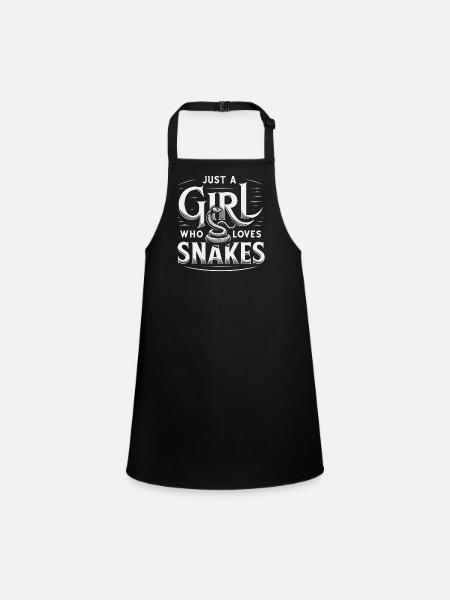 Snake, Snake, Animal - Children's Apron - black - Front