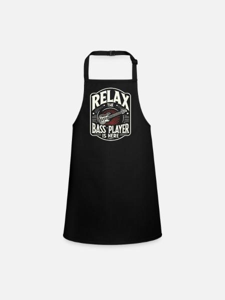 Bass Guitar Bassist Bass Instrument - Children's Apron - black - Front