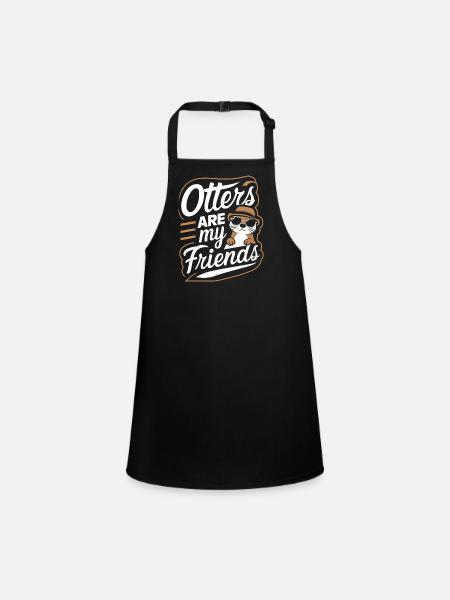 Otter Sea Otter - Children's Apron - black - Front