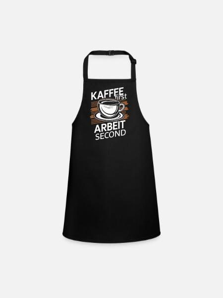 Kaffee Coffee Kaffeetrinker Kaffeeliebhaber - Schürze für Kinder - Schwarz - Vorne