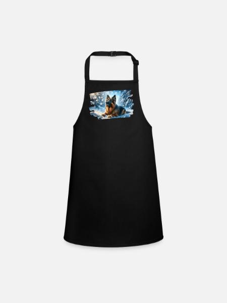 German Shepherd in a magical winter landscape - Children's Apron - black - Front