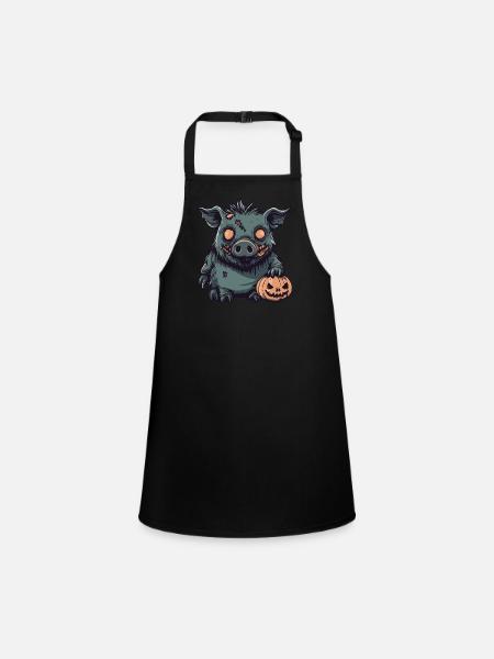 Cochon Halloween Zombie Sanglier - Tablier Enfant - noir - Devant