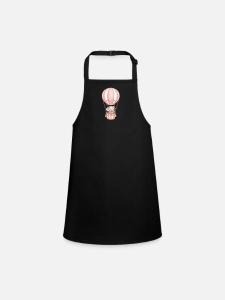 Baby elephant in hot air balloon pink - Children's Apron - black - Front