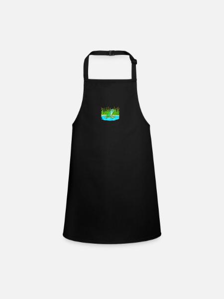 Frog Water Pond - Children's Apron - black - Front