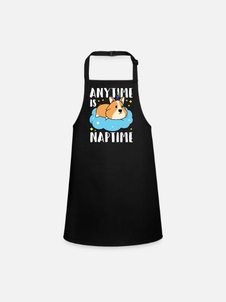 Corgi Einhorn schlafen - Nap Time - Schürze für Kinder - Schwarz - Vorne